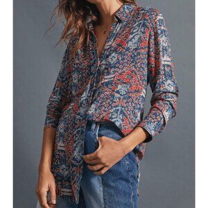 Pilcro Womens Plus 2X Boho Button Up Blouse Long Sleeve Shirt Top